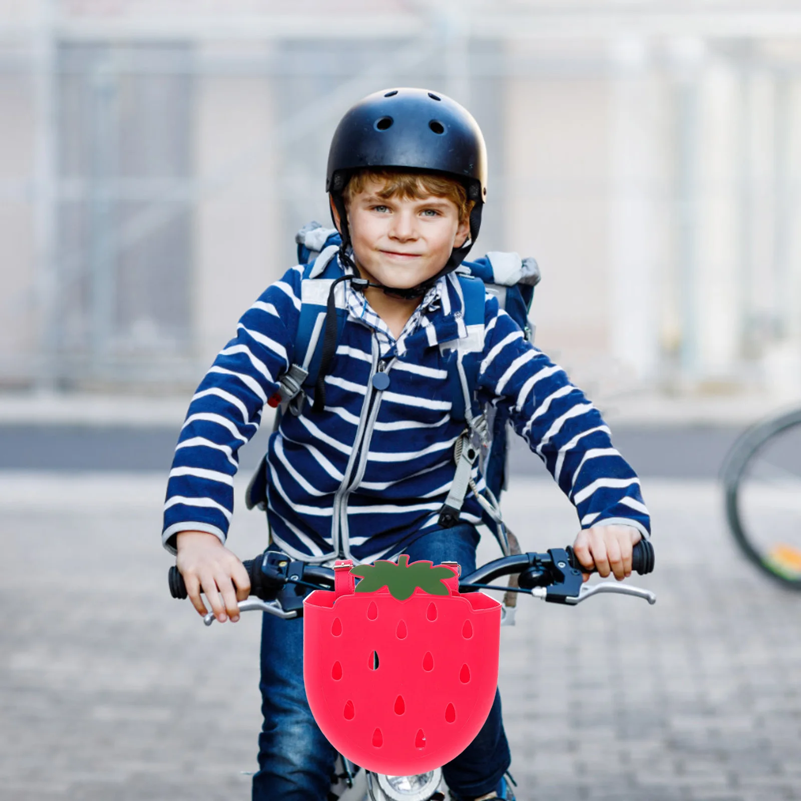 

2Pcs Bike Basket Plastic Front Handlebar Storage Cute Strawberry Fruit Design for Bicycle Scooter Tricycle Birthday