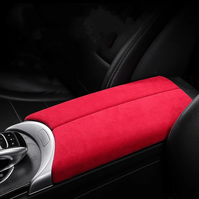 Suede ABS Car Interior Center Armrest Box Console Box Storage Box Trim Cover For Mercedes-Benz C E GLC Class W213 W205 X253