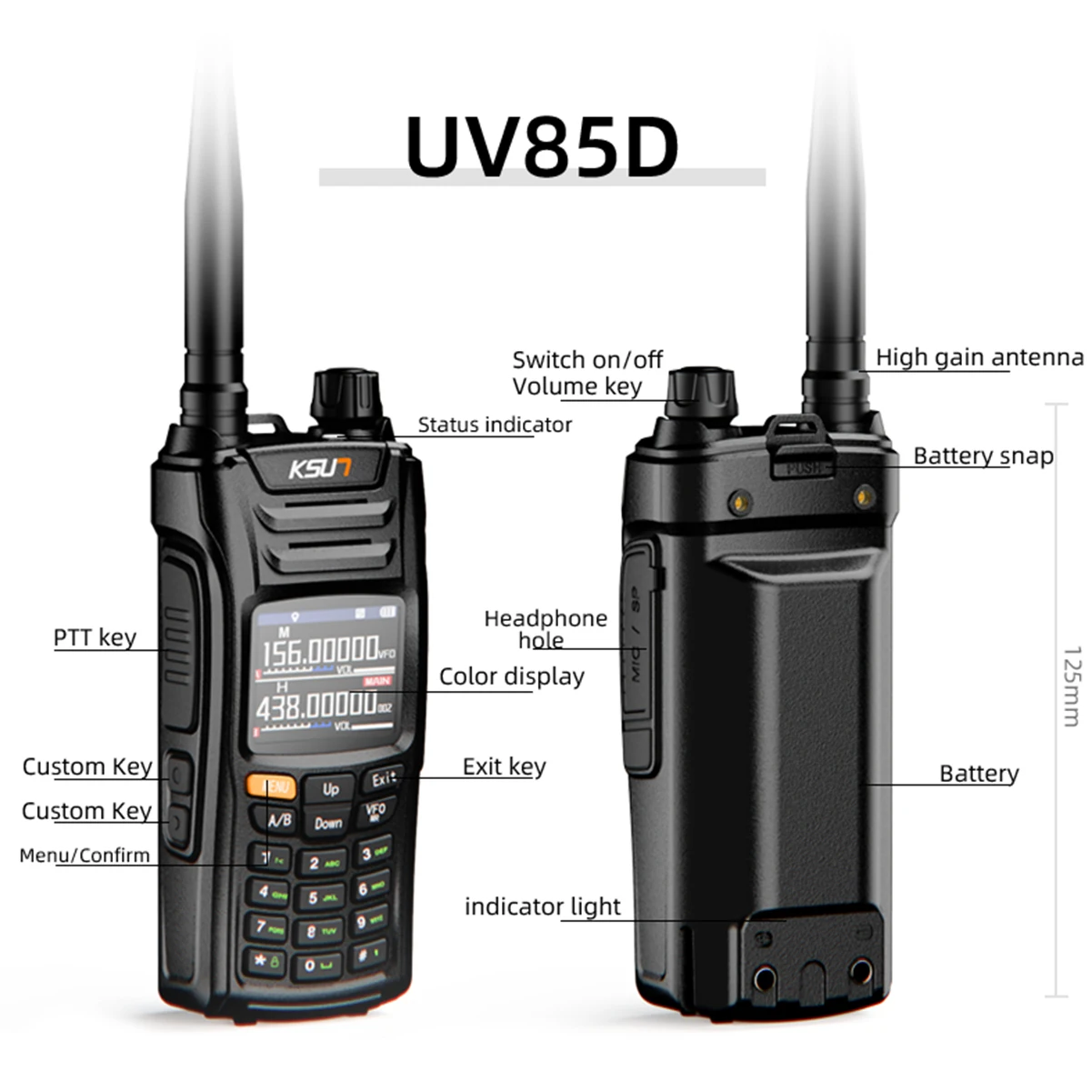 KSUT UV85D 10W potężna moc 144-520MHz Full Band VHF UHF małe przenośne AM FM Radio Walkie Talkie