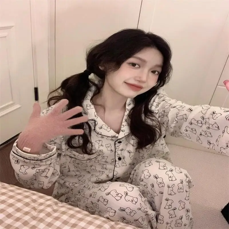 Set pigiama sexy Studente Cartoon Casual 2 pezzi Abbigliamento donna Configurazione Pantaloni da donna Abiti Co Ords Set Promozione Tuta Pantalone