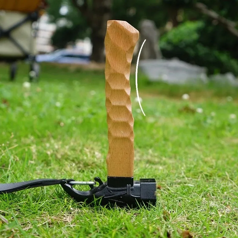 Outdoor Solid Wood Camping Hammer Multifunctional Stainless Steel Mini Canopy Ground Nail Tent Hammer Camping Hammer