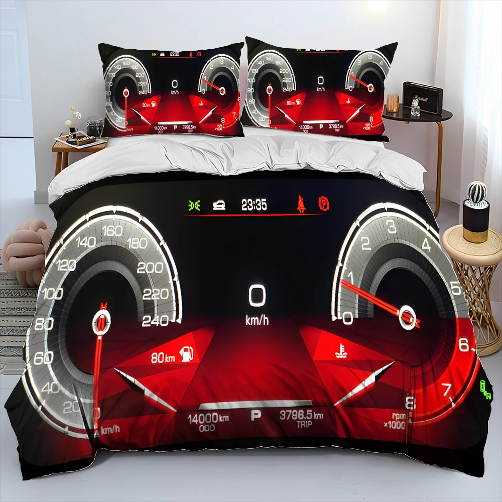 

3D Racing Car Dashboard Comforter Bedding Set,Duvet Cover Bed Set Quilt Cover Pillowcase,King Queen Size Bedding Set Adult Child