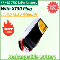 11.1V/14.8V 850mAh for TATTU 3S/4S 75C LiPo Battery for RC Helicopter Quadcopter FPV Racing Drone Parts with XT30 Plug Batteries