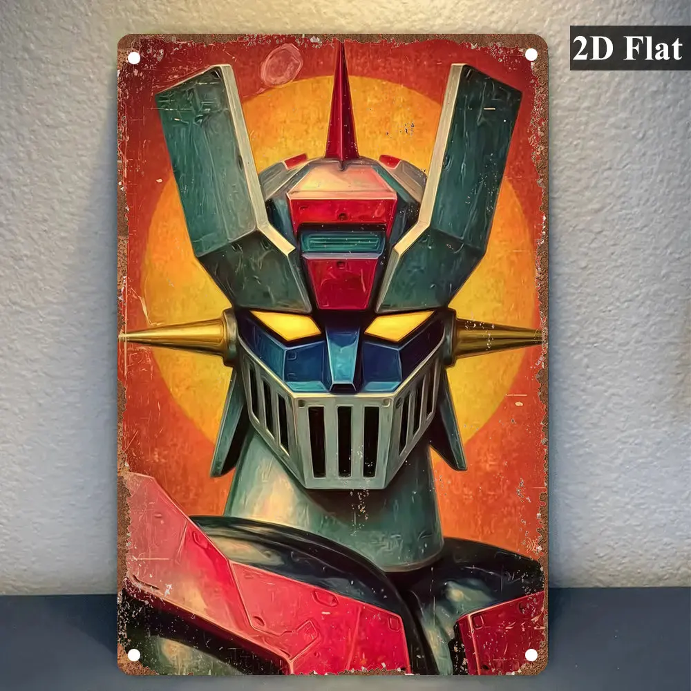 2D Flat, 1pc Vintage-Style 2D Flat Sign - Iron, Ironic Metal Sign Pretend It's 1995 Funny Poster Mazinger Z Metal Wall Decor for