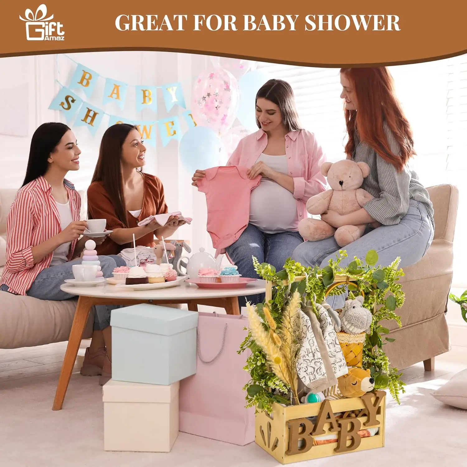 Wooden Baby Shower Crate Baske - Baby Products Gift Baskets 리뷰 및 가격