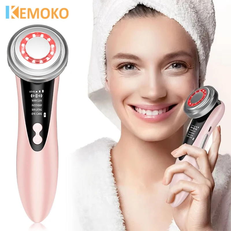 

LED Light therapy EMS Facial Massager Sonic Ion Vibration Skin Tightening Hot Compress Face Lifting Anti Wrinkle Beauty Care