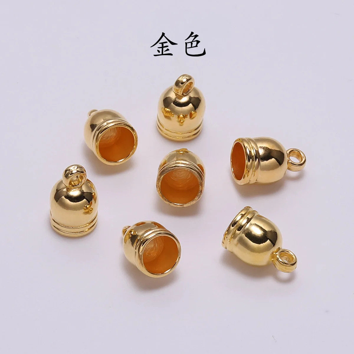 50Pcs Hot Selling Leather Rope Half Round Bead Hanging Bell Cap Tube Sleeve Ear Accessory Material DIY Small Accessory Wholesale