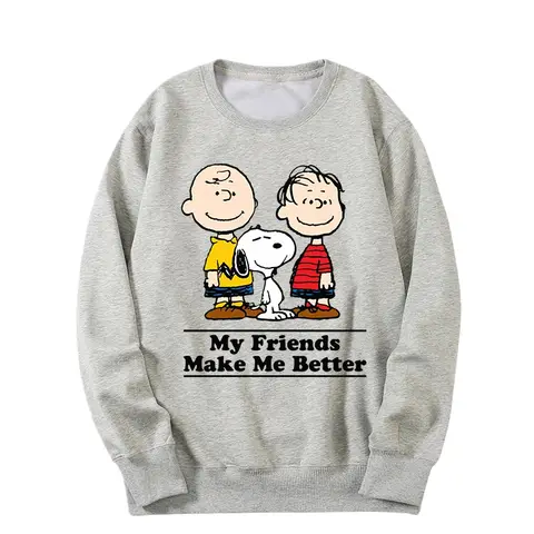 Dam långärmad bottentröja Snoopy tröja ins animation tecknad perifer rund hals tröja lös kappa 12 best sales Snoopy Zara - №12