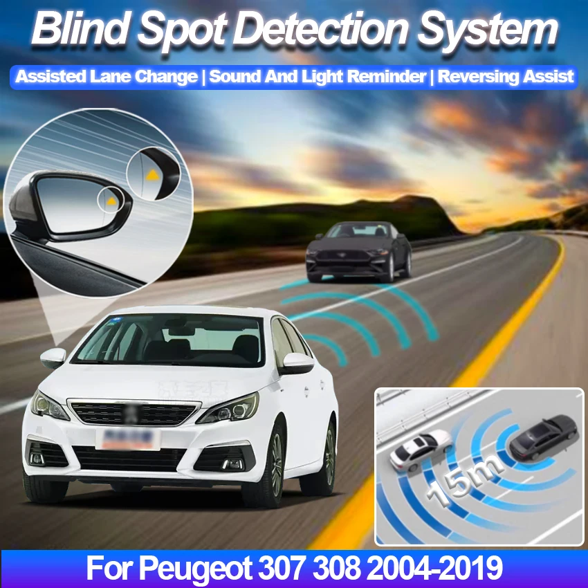 Car Blind Spot Detection System BSD BSA BSM Radar Detector For Car Rear Mirror Monitoring For Peugeot 307 308 2004-2019