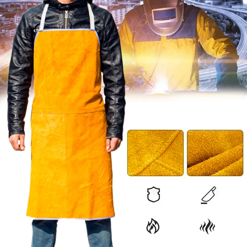 

Washable Wear-resistant Heat Insulation Cowhide Leather Welding Apron Soldering Protective Clothing Blacksmith