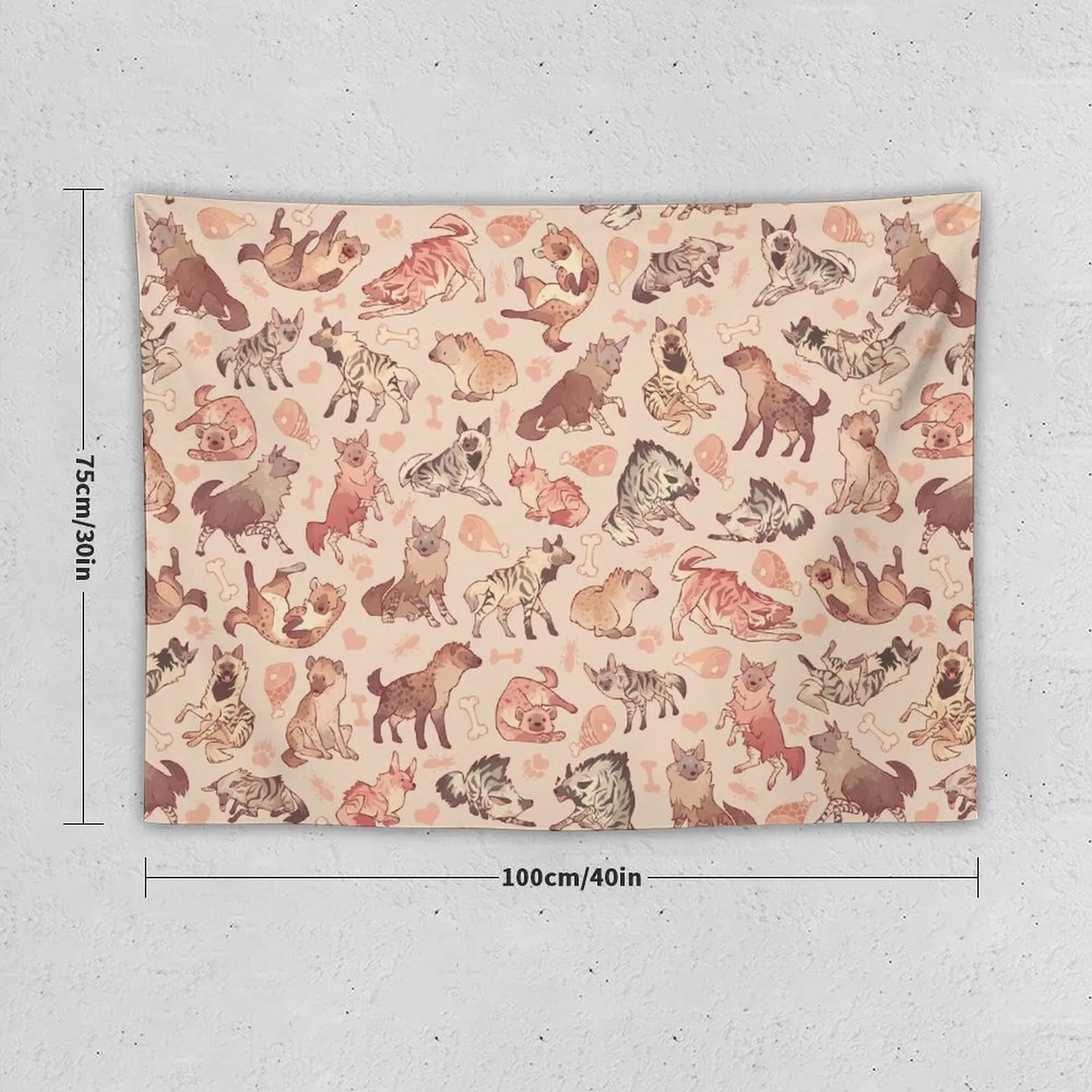 Hyenas in creamy orange Tapestry Wallpaper Bedroom Room Decor Korean Style Tapestry