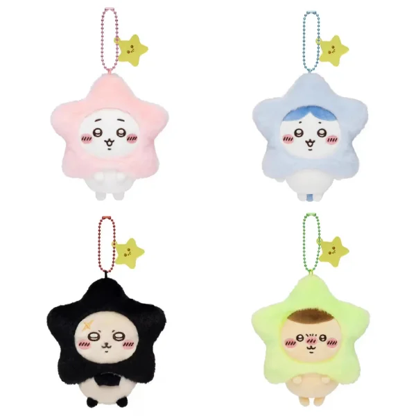 Llavero de Peluche de la Serie Star Wish – Lindo Juguete de Peluche de Ardilla Voladora Usagi Hachiware con Colgante de Estrella de Cinco Puntas, Regalo