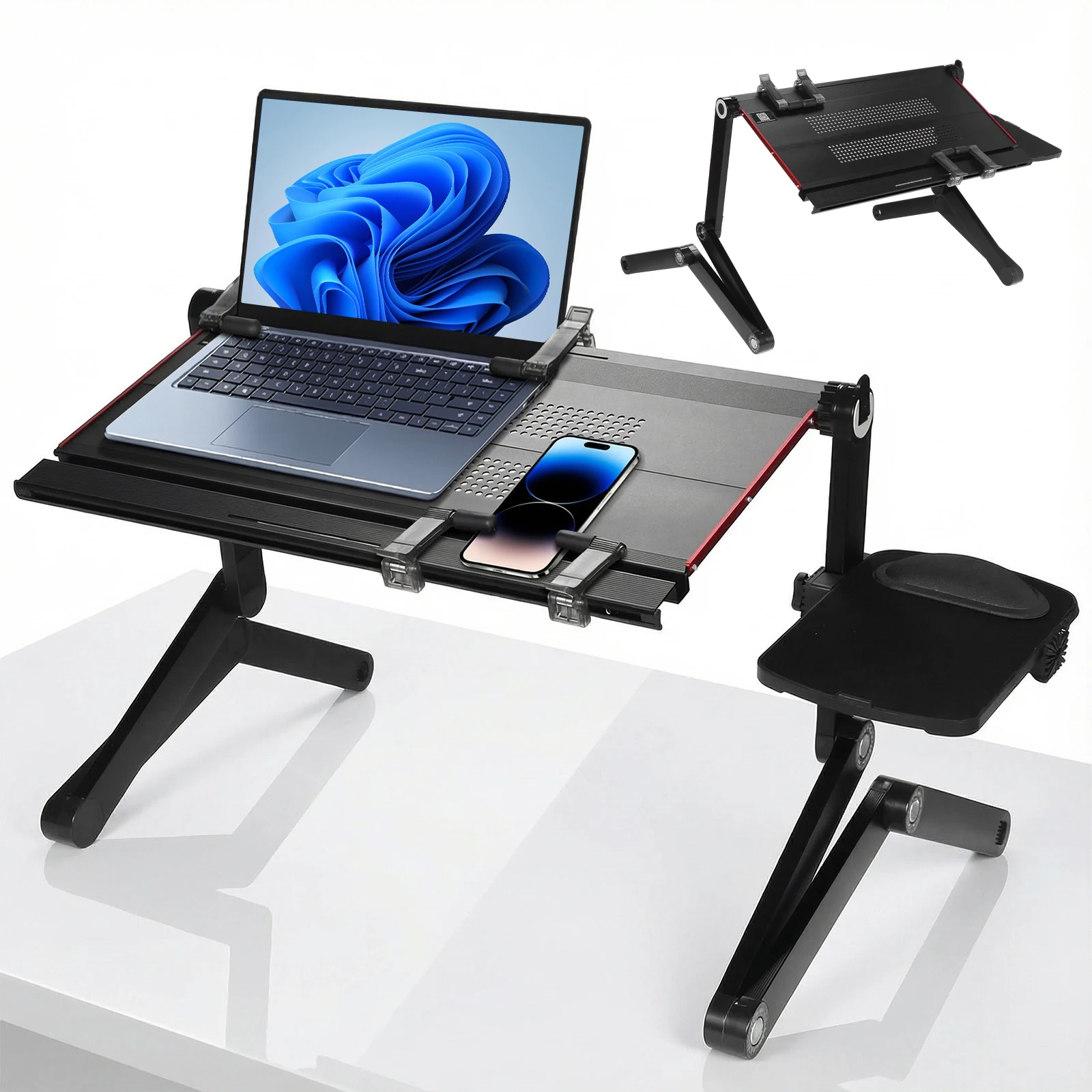 

Складной столик для ноутбука, портативный, с регулируемой высотой, складной держатель для компьютера для дивана, кровати, террасы, балкона