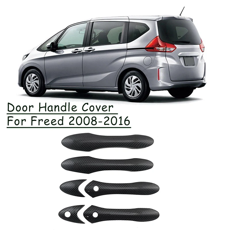 

For Honda Freed 2008-2016 ABS Carbon Fiber Outside Exterior Door Handle Protector Cover Trim (3 Hole)