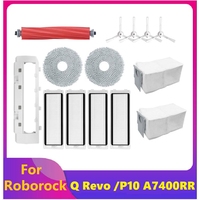 14PCS Replacement Parts Kit For Roborock Q Revo /Roborock P10 A7400RR Robot Vacuum Cleaner Main Side Brushes Dust Bags Mop Pad