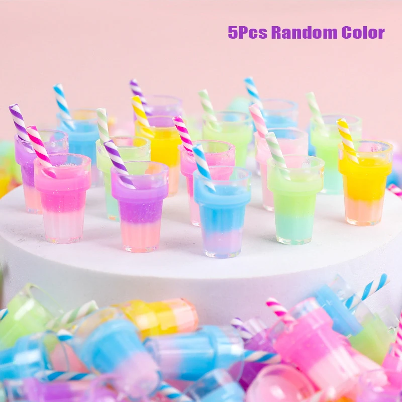 5 sztuk lalek lodowy sok owocowy napój DIY miniaturowe przedmioty Mini rzeczy herbata mleczna zabawki modele lalki akcesoria do domu