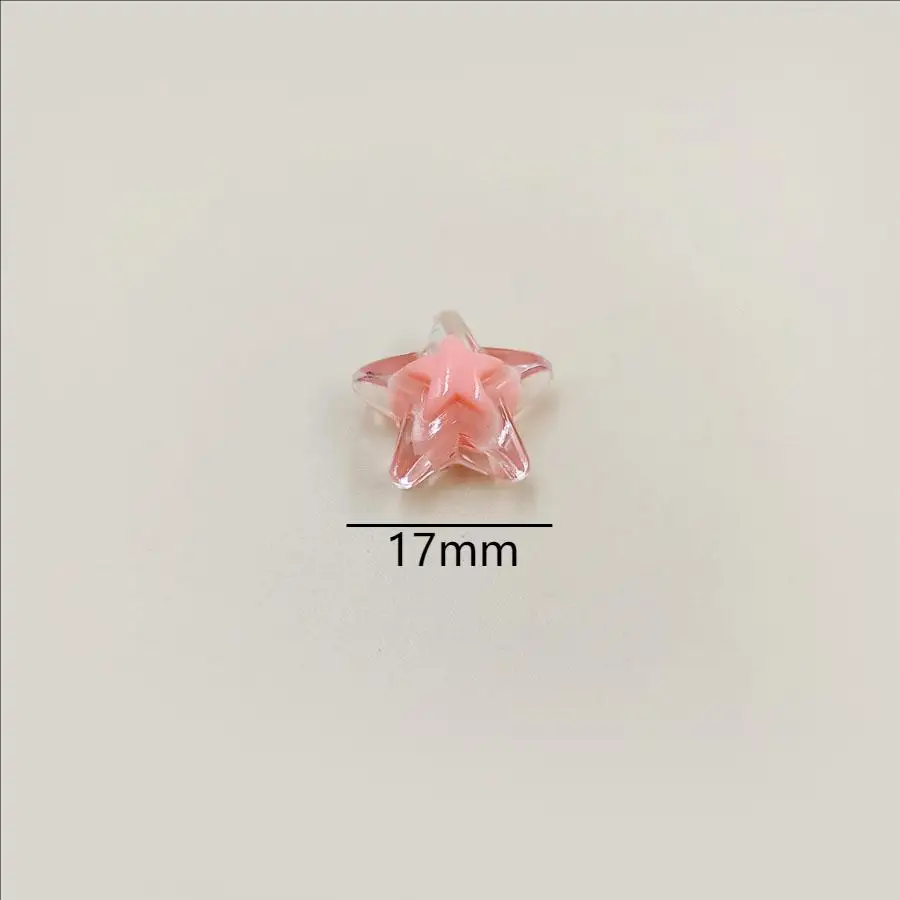 10Pcs 17mm Loose Beads Candy Color Jewelry Making DIY Crafts Star Shape Acrylic Necklace Bracelet Pendant Transparent Wholesale