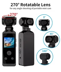 4K Ultra HD Pocket Action Camera 270° Rotatable Vlog Wifi Mini Sports Cam Waterproof Case Helmet Travel Bicycle Driver Recorder