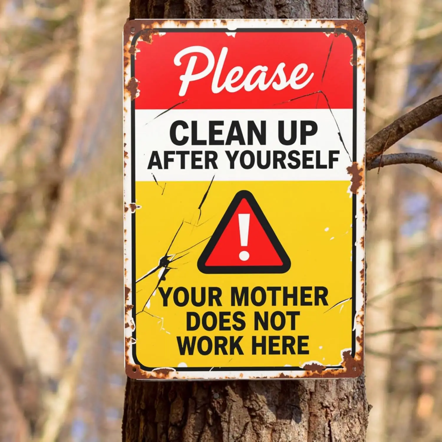 Funny Warning Vintage Metal Tin Signs Please Clean Up After Yourself Your Mother Does Not Work Here Retro Wall Art Decor