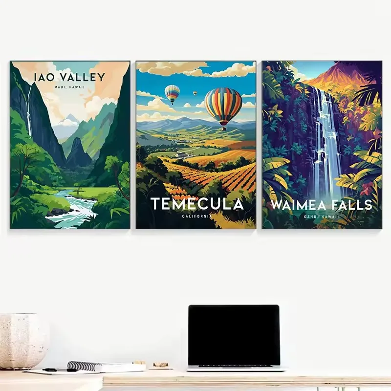 Vintage Hawaii Lahaina Travel Mountain Beach Nature Landscape Poster Canvas Painting Wall Art Pictures Home Interior Decor Gift