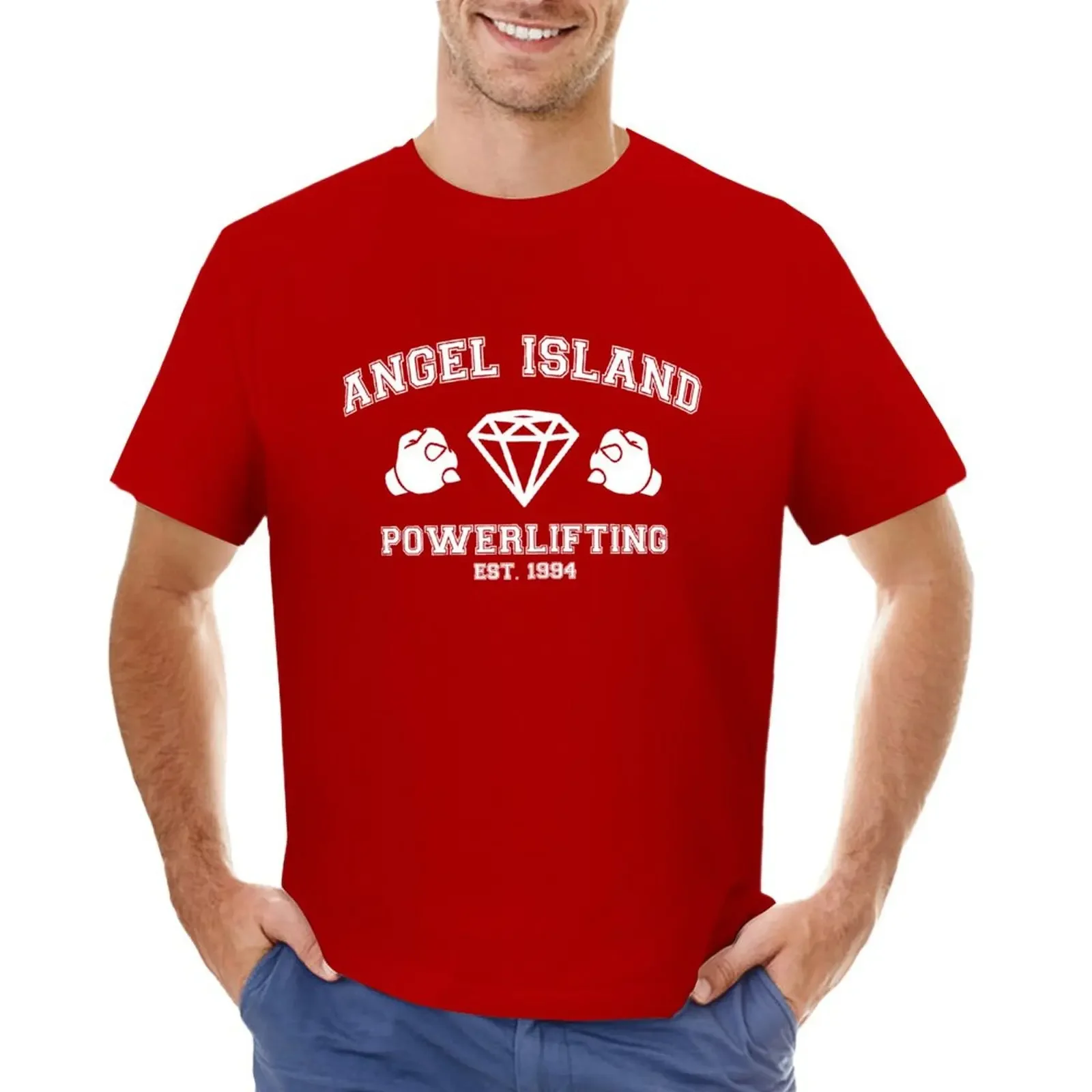 Angel Island Powerlifting White T-shirt oversized hippie clothes blacks mens t shirts casual stylish