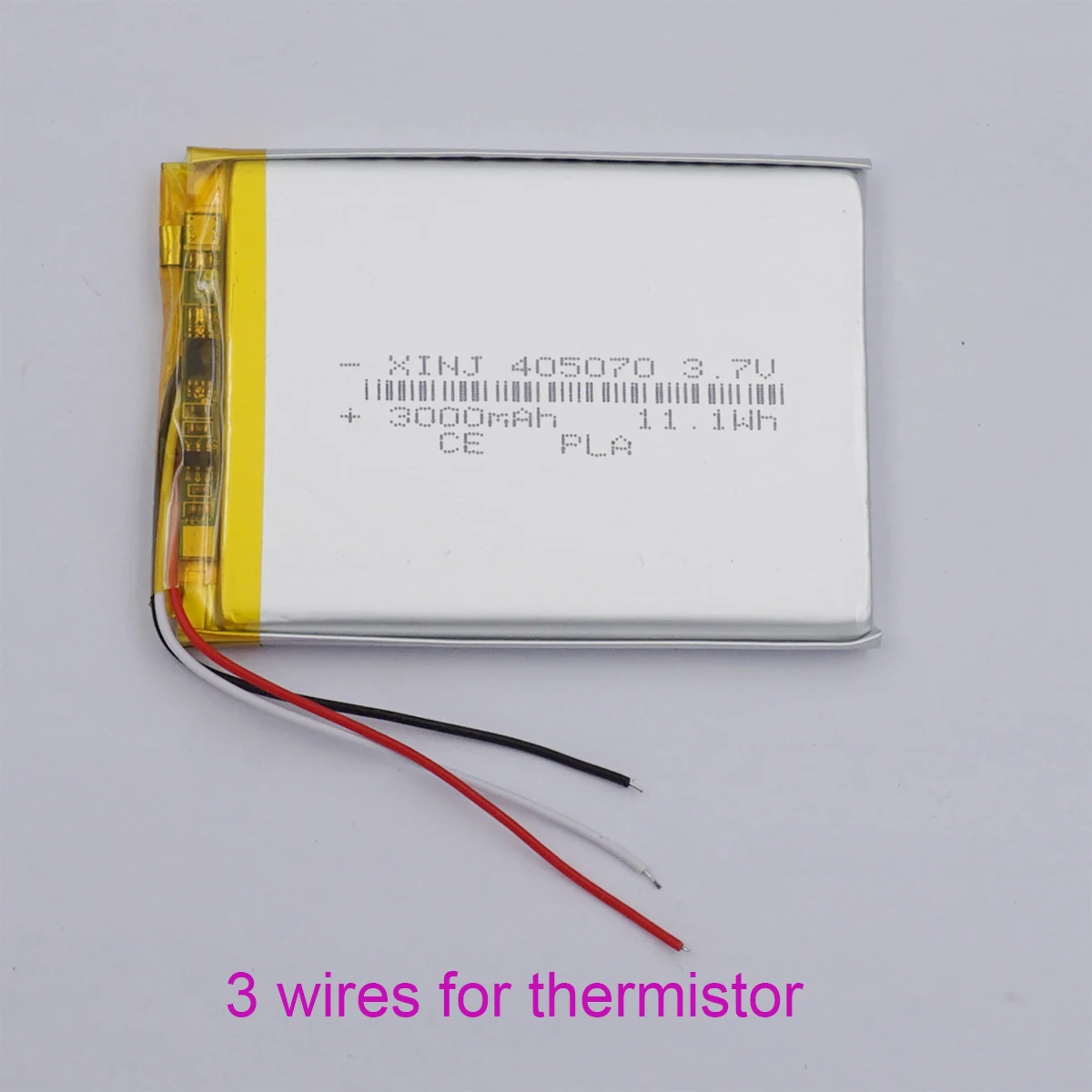 

3.7V 3000 mAh 11.1Wh Polymer Li Lithium Lipo Battery Cell 3 Wires Thermistor 405070 For GPS LED Light PAD MID Portable Tablet PC