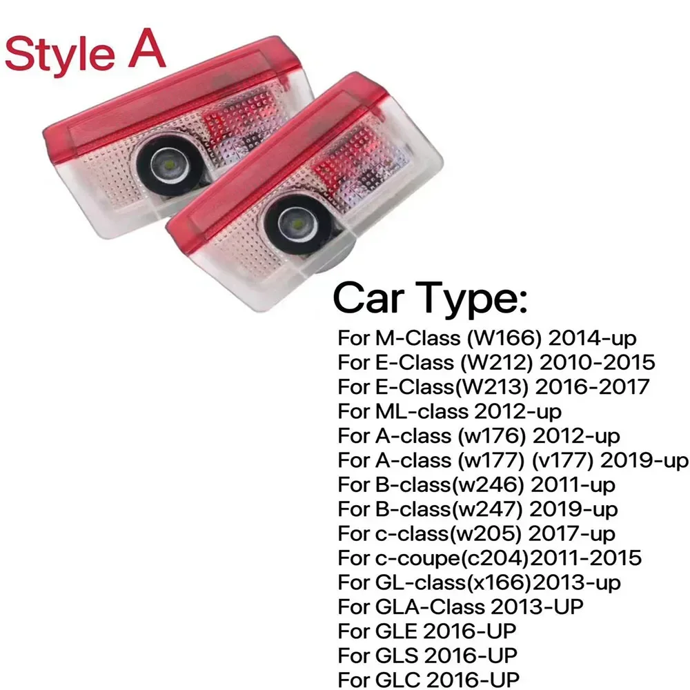 

2X Hd LED Car Door Welcome Courtesy Led Autodeur Logo for Mercedes Benz E C Class W247 W246 W176 W205 ML GLC GLE AMG Car Goods