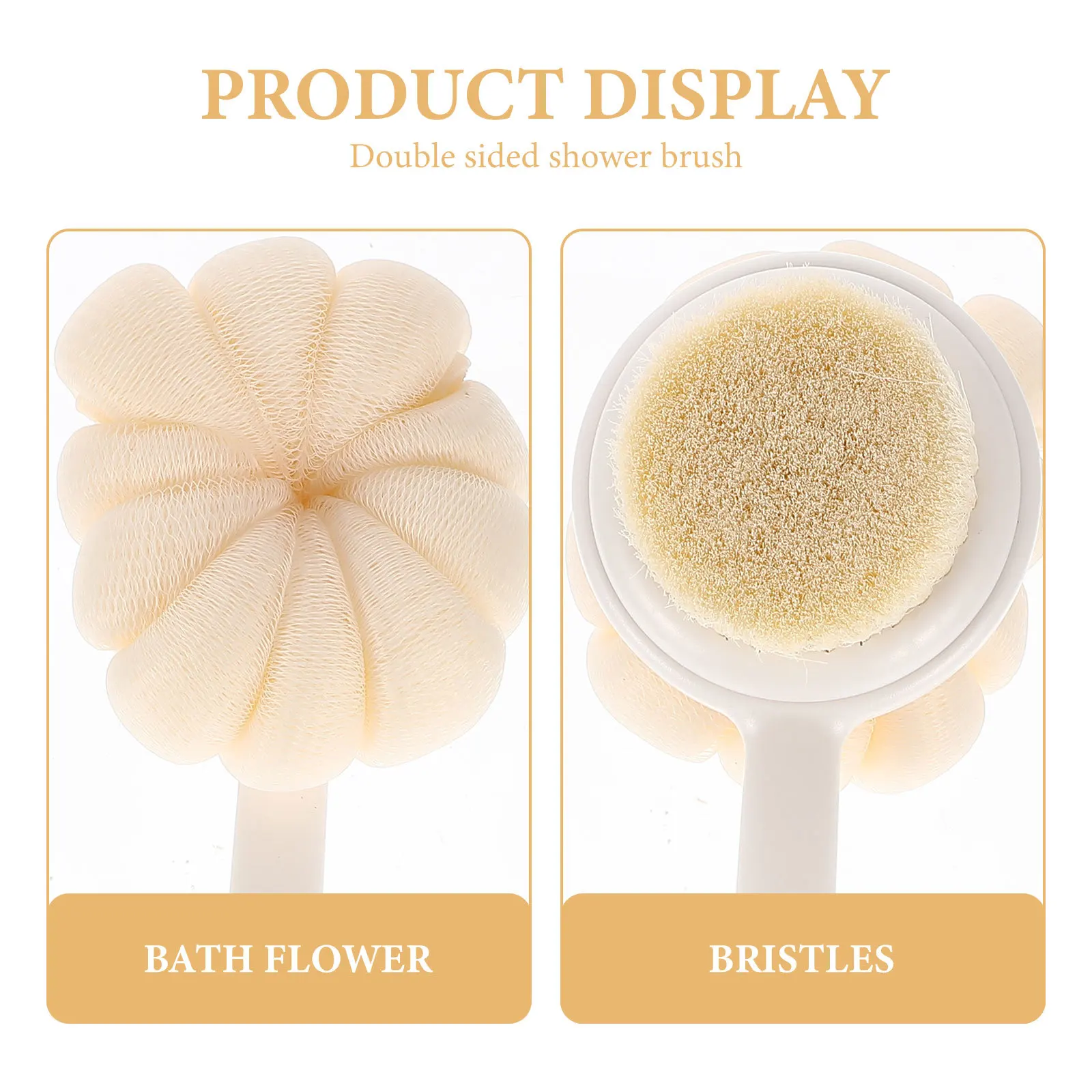 

Long Handle Back Brush Dual-Sided Bath Loofah Skin Exfoliating Shower Body Scrubber Durable Nylon Bristles Ventilated