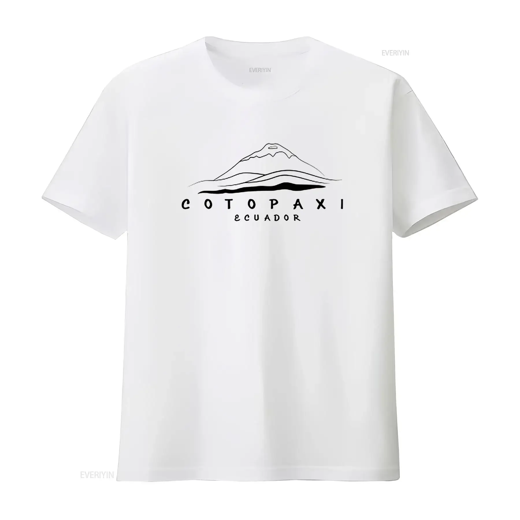 

Mens COTOPAXI ECUADOR Round Neck T Shirt White vintage Washed graphic Comfortable Unisex Stretched Casual Breathable Versatile