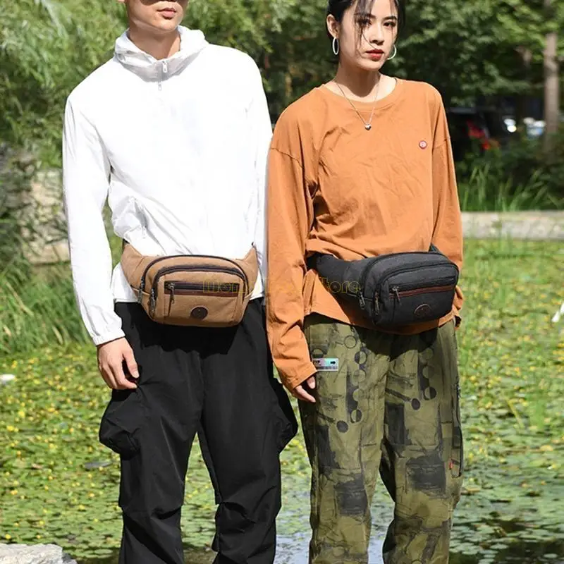 

X90D Men Canvas Chest Bag Waist Fanny Pack Belt Travel Hip Bum Shoulder Bags