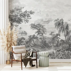 Custom Forest Trees wallpapers for living room Background Vintage Mural wall paper Home Decor wall stickers bedroom decoration