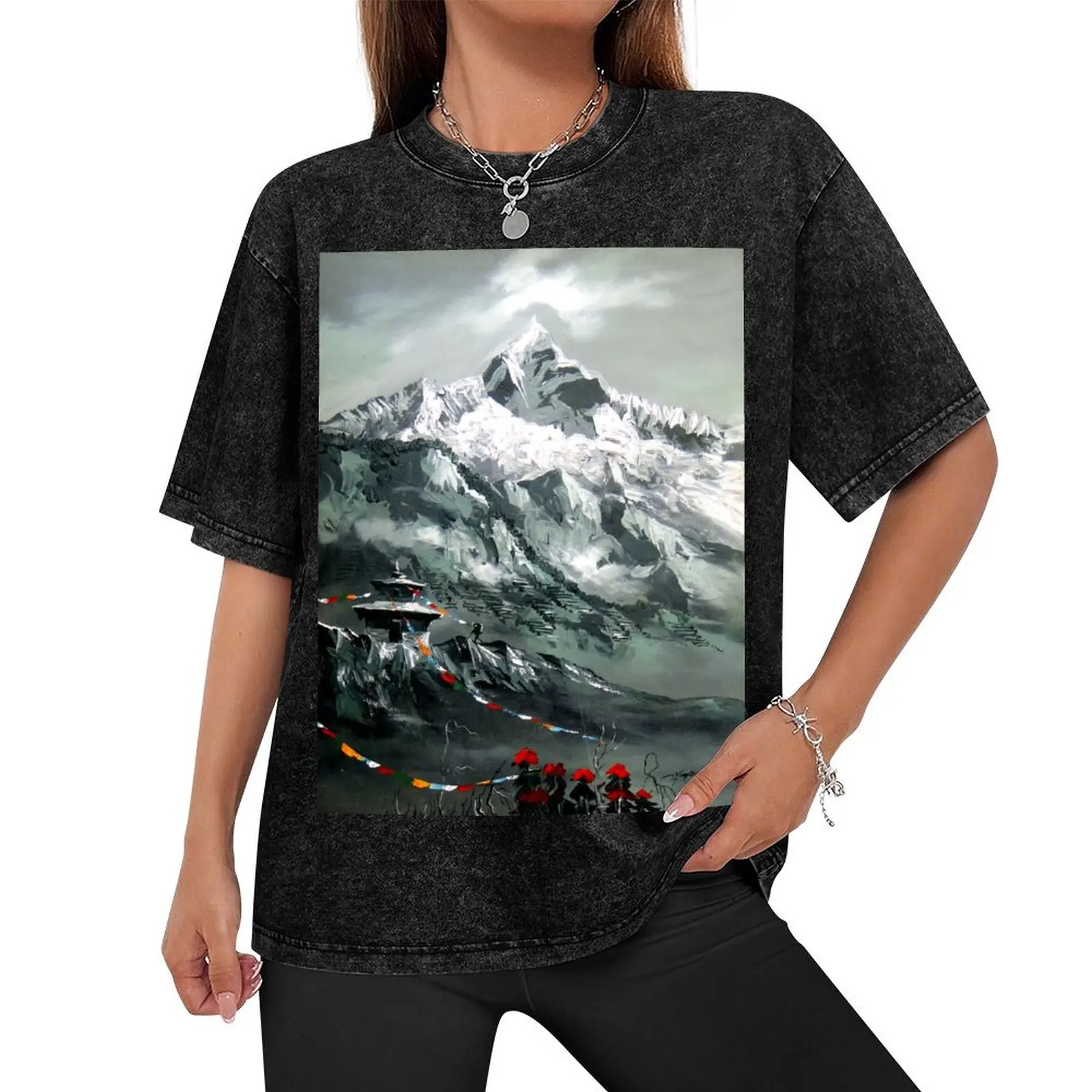 Panoramic View Of Mountain Everest T-Shirt anime figures cheap stuff man t shirt mens t shirts top quality