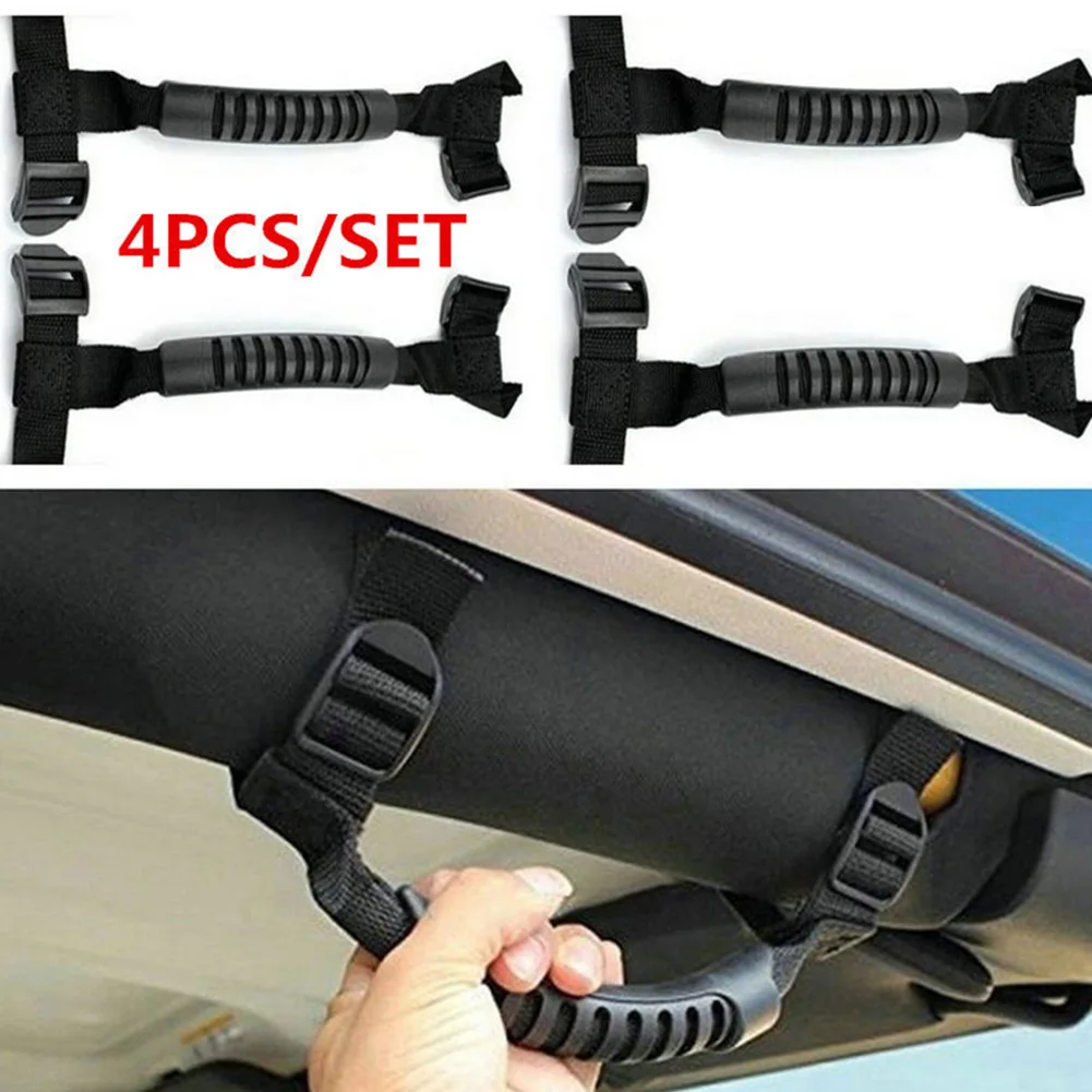 4Pcs Grip Handle ATV UTV Off Road Accessories Armrest Top Grab Handles Roll Bar Mount for Jeep Wrangler TJ CJ YJ JK JL 1955-2021