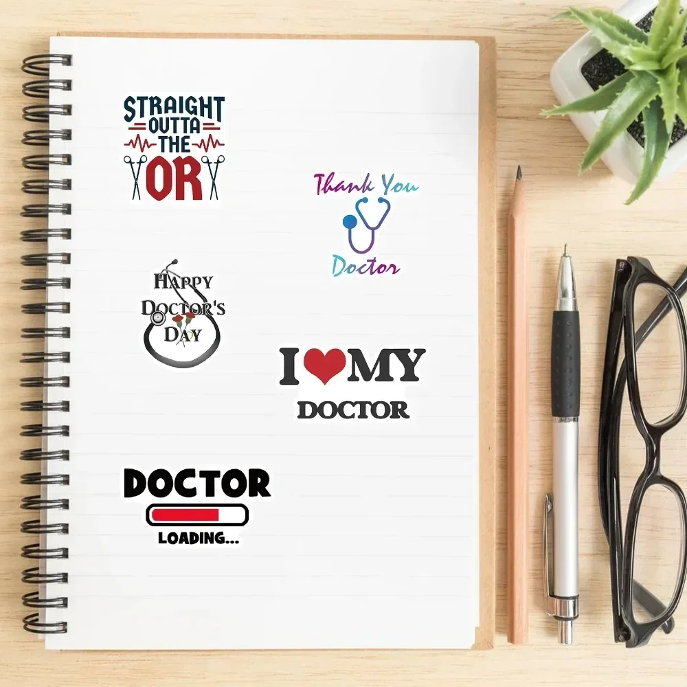50pcs Cartoon Stickers for Doctors Medical Item Stethoscope Waterproof Stickers Bottle Mobile Phone Decorations