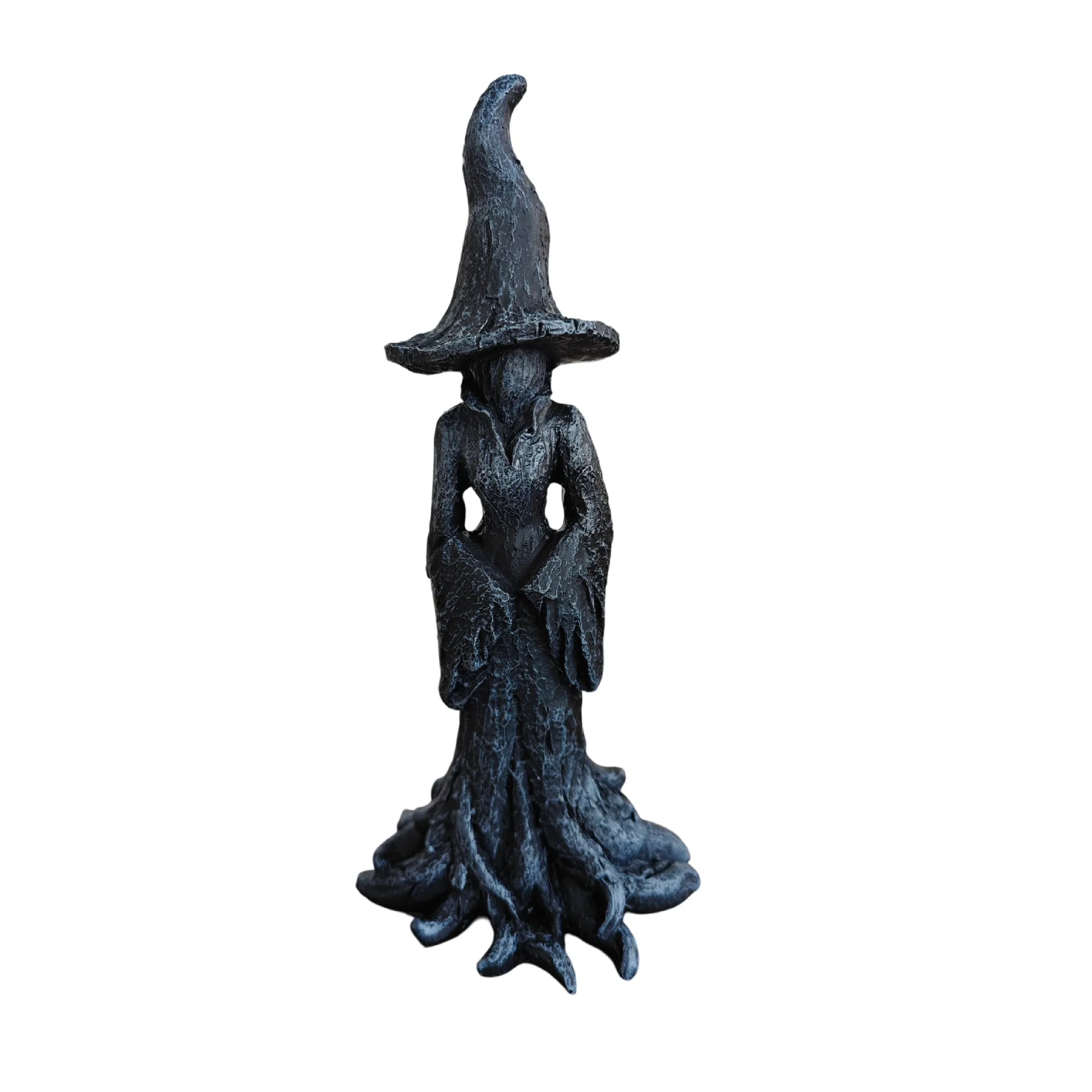 ‌Handmade Witch Sculpture‌ - Gothic Home Decor with Broomstick Detail