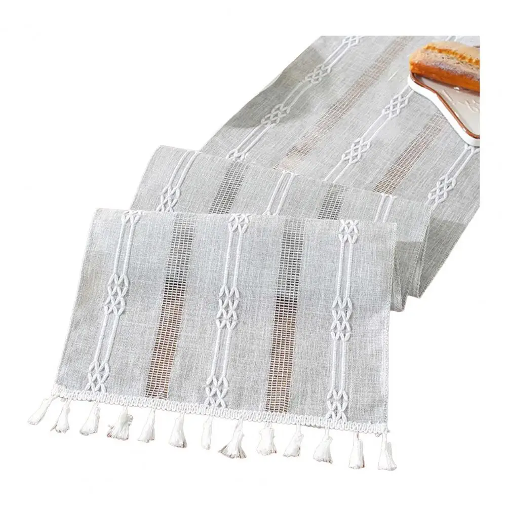 Tassel Table Runner Elegant Satin Table Runner with Tassel Detail for Wedding Party Hotel Prom Banquet Decor Stain-proof