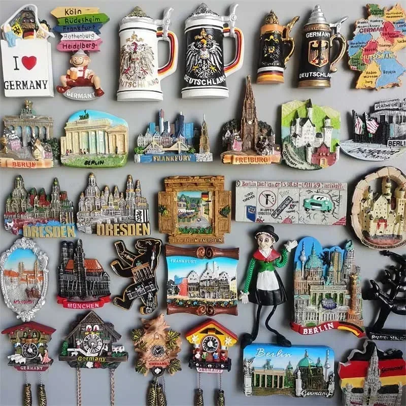 Germany Fridge Magnets Cuckoo Clock Mug Berlin Munich Dresden Frankfurt Freiburg Neuschwanstein Refrigerator Magnets Sticker