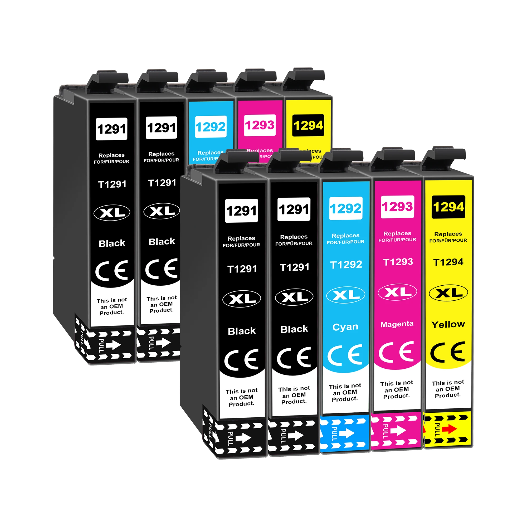 Jhaan T1295 Multipack Tintenpatronen Kompatibel mit T1291 T1292 T1293 T1294 für Workforce WF-3520 Stylus SX235W (10 Stück)