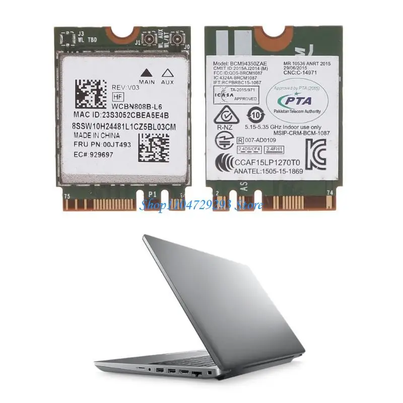 

Y2GD Dual Band BCM94350Z 00JT493 WIFI Card Half Mini PCIe 802.11AC 100Mbps Wireless WLAN