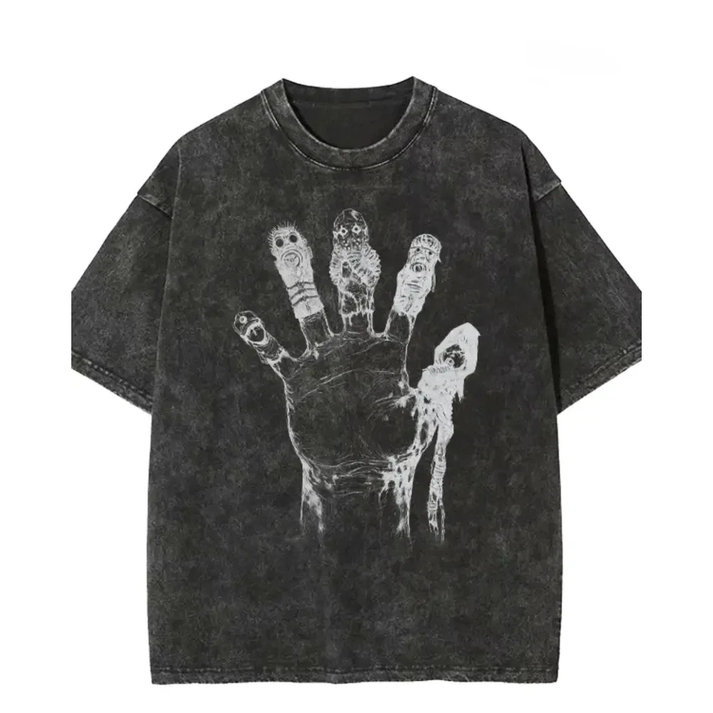 

Retro Creative Graphic Graphic Print Men's Washed T-Shirt Casual Summer Streetwear Sweat-Resistant Unisex Tee Tops