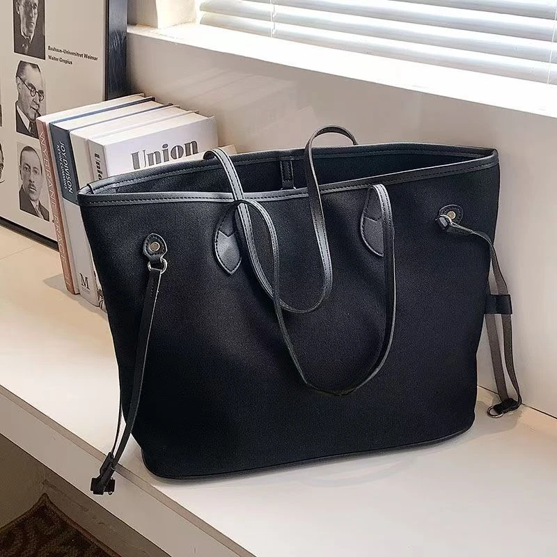 2024 New Japanese Korean Version of Large Capacity Underarm Ladies Commuter Tote All-in-one Single Shoulder Carrying Canvas Bag