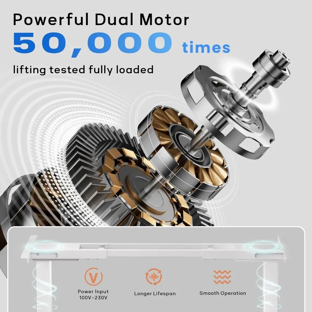 محرك مزدوج كهربائي قابل للتعديل يقف حتى 90 بوصة × 44 بوصة سطح المكتب، سعة وزن 330 رطل، مكتب كمبيوتر للمنزل والمكتب، Wh