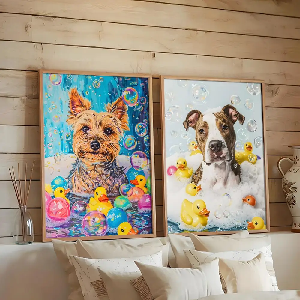الحيوان الاستحمام الكلاب المشارك الحديثة الجدار ملصق فني ملصق لغرفة المعيشة غرفة نوم بار ديكور المنزل جدارية اللوحة الديكور #4