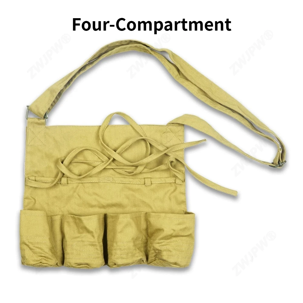 WWII Style Replica 43 Four-compartment Storage Pouch and Crossbody Bag Multi-grid Layered Design Large Capacity and Durable