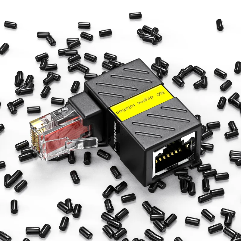 

1PCS Cat6 RJ45 Network Cable Adapter 90 Degree Elbow Male to Female 360 Degree Extender for Ethernet Cable Networking