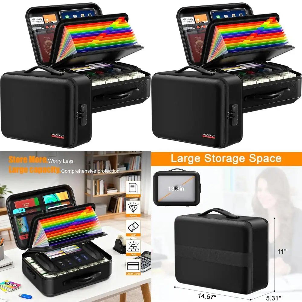 

Надежный ящик для хранения документов с замком для дома и офиса - водонепроницаемый и пыленепроницаемый сейф для важных бумаг, Pe