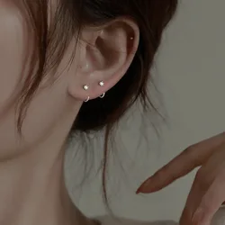 New Delicate Small Zircon Stud Earrings For Women Fashion Korean 925 Silver Needle Earring Temperamental Daily Wear Jewelry Gift