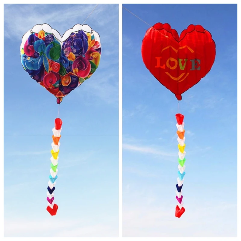 

free shipping inflatable kites heart kites fly nylon fabric kite weifang kite string steering kite outdoor toys for adults kites