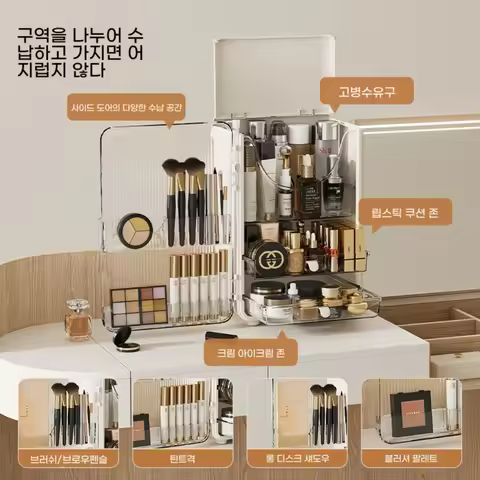 Transparent Cosmetic Storage Box Large Capacity Drawer Type Dustproof Magnetic Organizer for Makeup Skincare Dressing Table