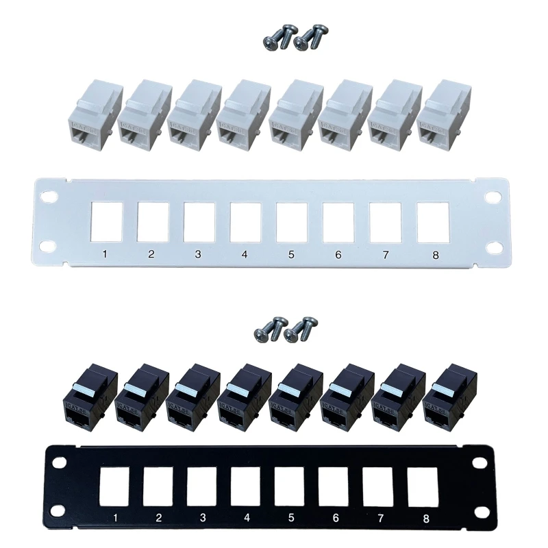 8-Port CAT5e Unshielded Patch Panel Rackmount 8 Gigabit RJ-45 Ethernet Ports